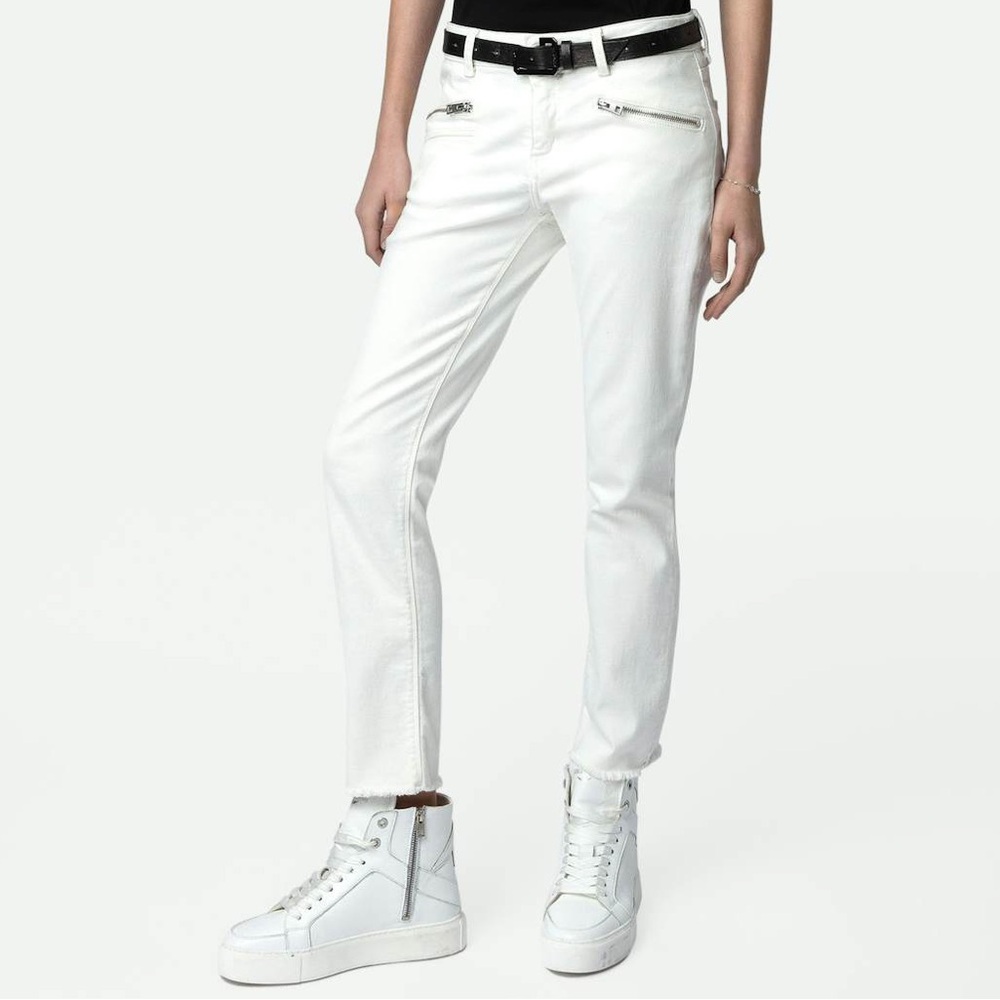 Zadig & Voltaire Ava Perm Hem Jeans Iconic White Size 29